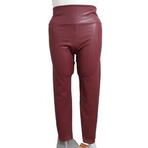 Womens 2XL Brown High Waist Faux Leather Pants #4y37